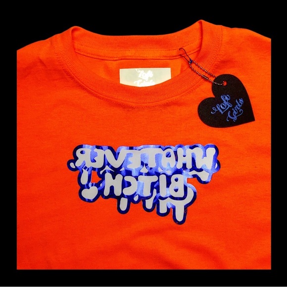 Whatever Bitch Mirrored Graffiti Quote Holographic Iridescent Vinyl Shirt - Picture 3 of 9